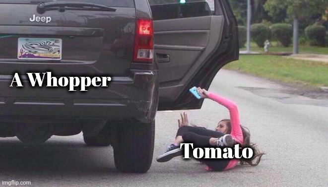 Hold The Ketchup | A Whopper; Tomato | image tagged in thrown out of car,burger king,special orders,tomato,ketchup,they're the same picture | made w/ Imgflip meme maker