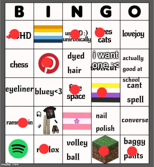 Bingo | i want one :< | image tagged in bingo | made w/ Imgflip meme maker