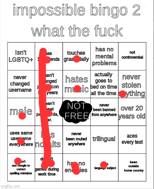 hmmmm (IN YO FACE I GOT A BINGO) | image tagged in impossible bingo 2 | made w/ Imgflip meme maker