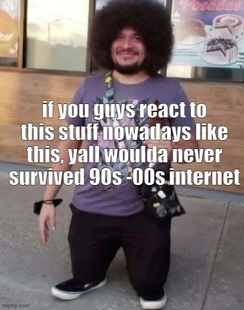 less moderation then | if you guys react to this stuff nowadays like this, yall woulda never survived 90s -00s internet | image tagged in sr pel | made w/ Imgflip meme maker