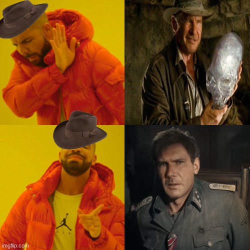 Dial of Destiny meme | image tagged in memes,drake hotline bling,funny memes,indiana jones,crystal ball | made w/ Imgflip meme maker