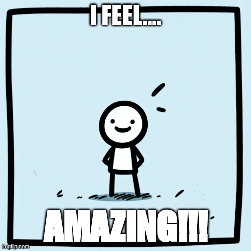 stickman | I FEEL.... AMAZING!!! | image tagged in stickman | made w/ Imgflip meme maker