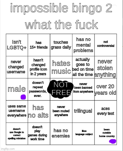 Lol | image tagged in impossible bingo 2 | made w/ Imgflip meme maker