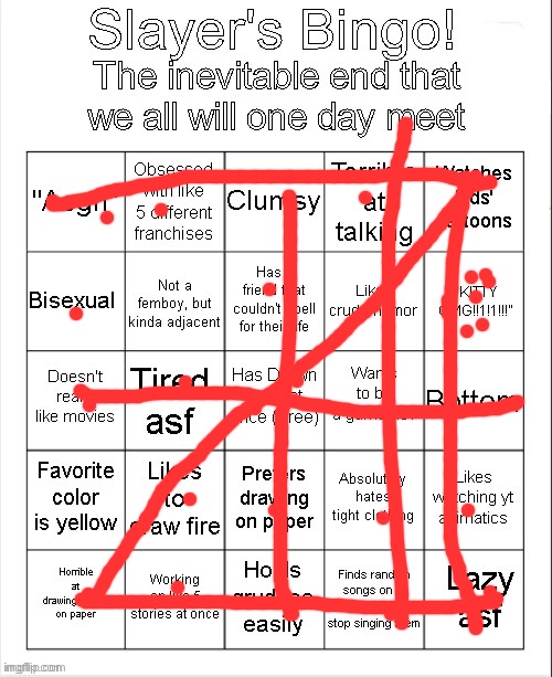 Hmmmmm | image tagged in slayer's bingo | made w/ Imgflip meme maker