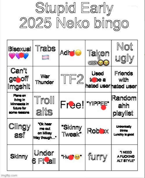 Hmmmm | I wish 😭😭 | image tagged in early 2025 neko bingo | made w/ Imgflip meme maker