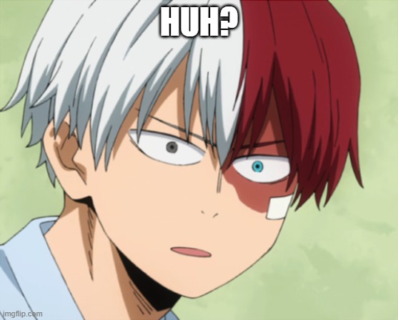 Surprised todoroki | HUH? | image tagged in surprised todoroki | made w/ Imgflip meme maker