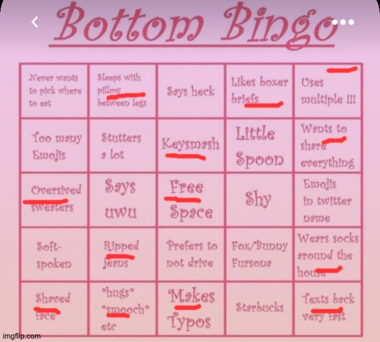In the least gay way possible | image tagged in bottom bingo | made w/ Imgflip meme maker