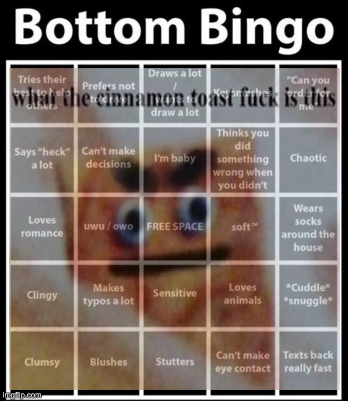 Bottom Bingo | image tagged in bottom bingo | made w/ Imgflip meme maker