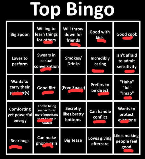 Fuck is aftercare | image tagged in top bingo | made w/ Imgflip meme maker