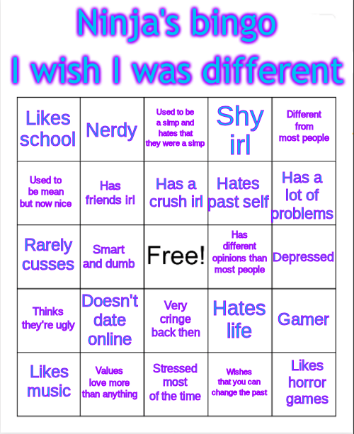 Ninja's bingo (as of January 6, 2025) Blank Meme Template
