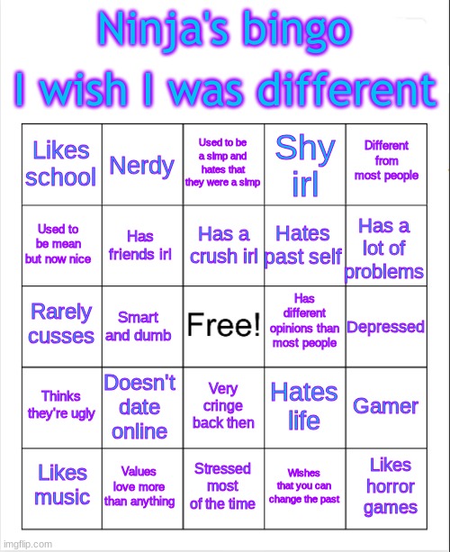 New bingo | image tagged in ninja's newer bingo | made w/ Imgflip meme maker