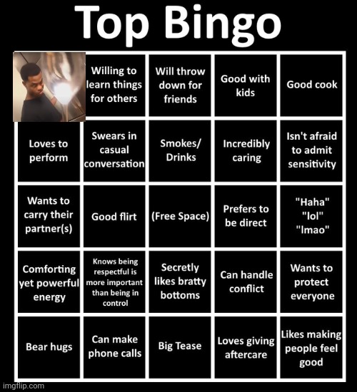 Top Bingo | image tagged in top bingo | made w/ Imgflip meme maker