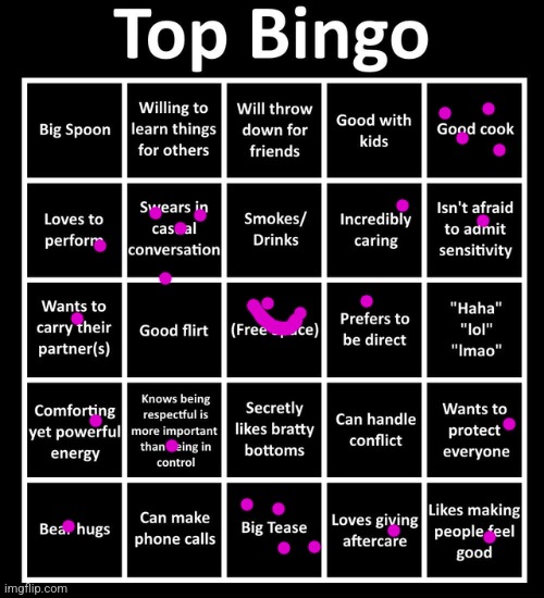 Top Bingo | image tagged in top bingo | made w/ Imgflip meme maker