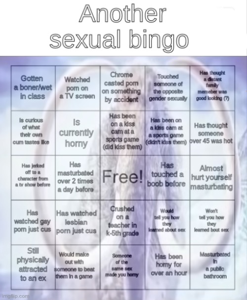 horny bingo | image tagged in horny bingo | made w/ Imgflip meme maker