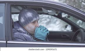 Man Freezing In Car Blank Meme Template