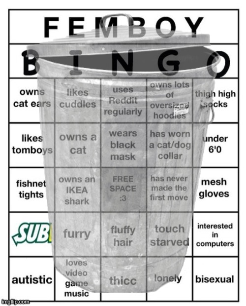 That’s how ya deface a bingo, ya don’t actually do it and then leave an image | image tagged in femboy bingo | made w/ Imgflip meme maker