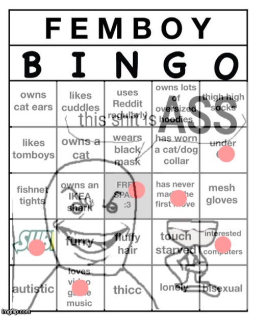 Femboy Bingo | image tagged in femboy bingo | made w/ Imgflip meme maker