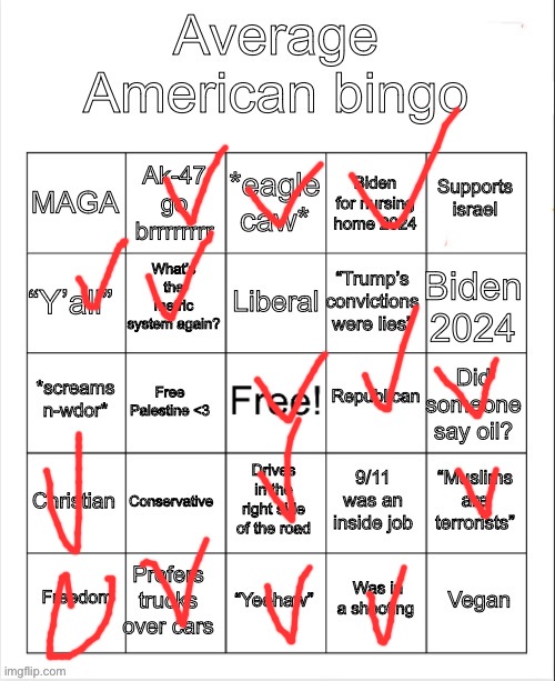 Average American bingo | image tagged in average american bingo | made w/ Imgflip meme maker