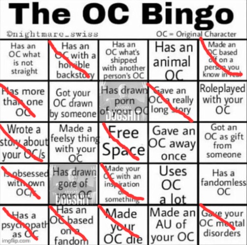 The OC bingo | image tagged in the oc bingo | made w/ Imgflip meme maker