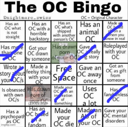 (Kill me) | image tagged in the oc bingo,msmg | made w/ Imgflip meme maker