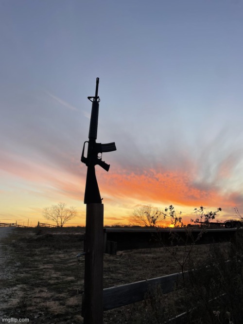 Colt M16A2/AR-15 A2 sunset | image tagged in colt m16a2/ar-15 a3 sunset | made w/ Imgflip meme maker