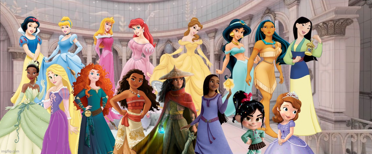 The 14 Princesses Meets Vanellope and Sofia | image tagged in disney princess dressing room 03,disney princess,disney princesses,vanellope von schweetz,sofia the first,wreck it ralph | made w/ Imgflip meme maker