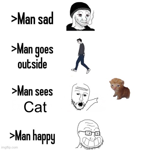 Real | Cat | image tagged in man sees x man happy,cat | made w/ Imgflip meme maker