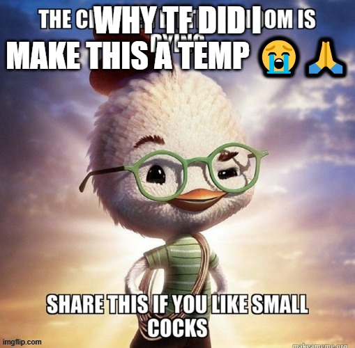 Dumbass cock | WHY TF DID I MAKE THIS A TEMP 😭🙏 | image tagged in dumbass cock | made w/ Imgflip meme maker