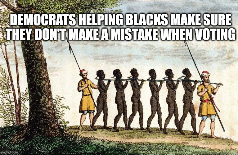 DEMOCRATS HELPING BLACKS MAKE SURE THEY DON'T MAKE A MISTAKE WHEN VOTING | made w/ Imgflip meme maker