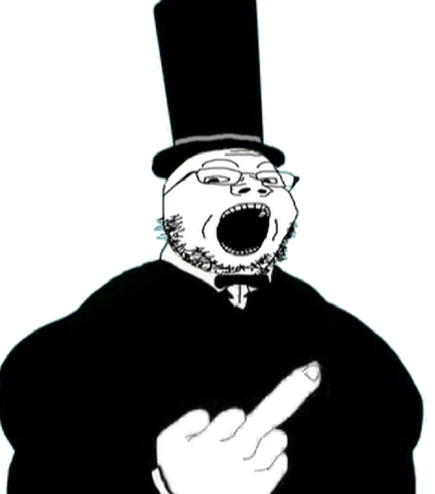 Top hat soyjak middle finger Blank Meme Template