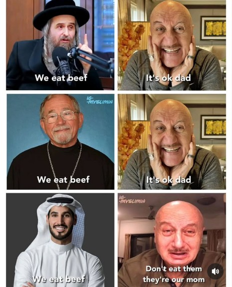 india beef ban anupam kher bharat hinduism muslim cow Blank Meme Template