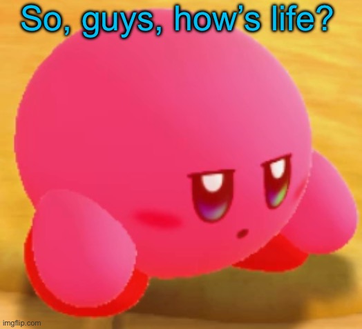 Sad Kirby | So, guys, how’s life? | image tagged in sad kirby | made w/ Imgflip meme maker