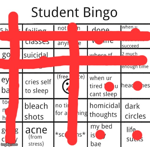 student bingo | image tagged in student bingo | made w/ Imgflip meme maker