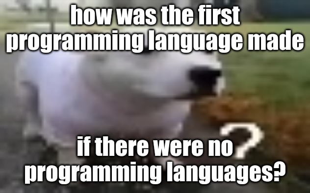 huh | how was the first programming language made; if there were no programming languages? | image tagged in huh | made w/ Imgflip meme maker