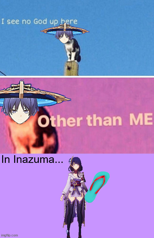 Hail pole cat | In Inazuma... | image tagged in hail pole cat | made w/ Imgflip meme maker