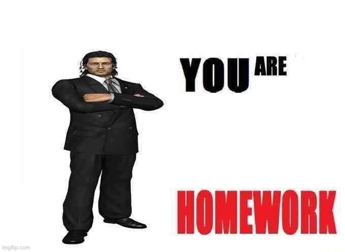 You are Homework. | image tagged in you are not a x | made w/ Imgflip meme maker