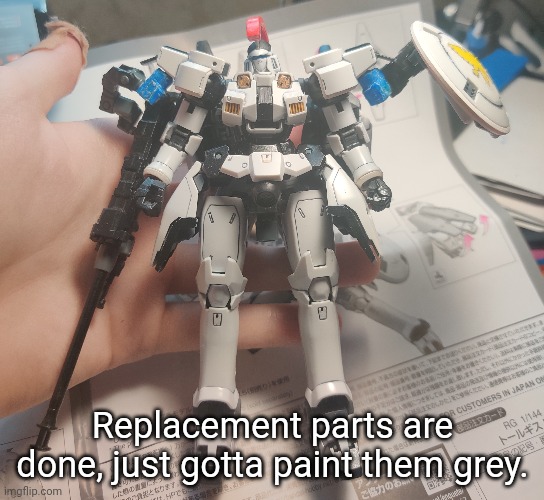 Had to grind them down a little more so they can rotate properly | Replacement parts are done, just gotta paint them grey. | made w/ Imgflip meme maker