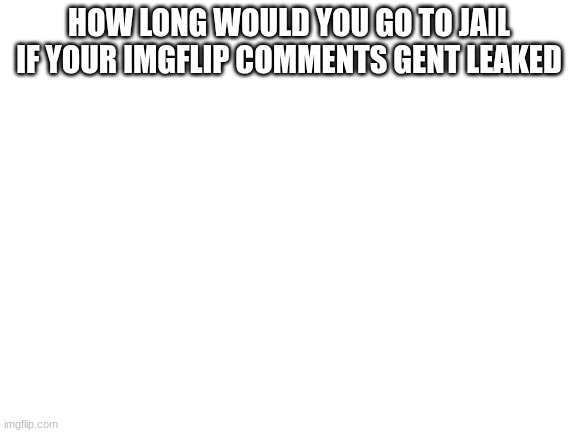 Blank White Template | HOW LONG WOULD YOU GO TO JAIL IF YOUR IMGFLIP COMMENTS GENT LEAKED | image tagged in blank white template | made w/ Imgflip meme maker