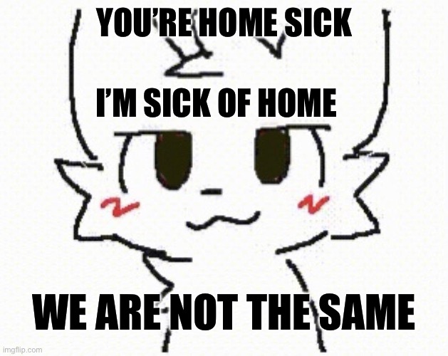 you like kissing boys | YOU’RE HOME SICK; I’M SICK OF HOME; WE ARE NOT THE SAME | image tagged in you like kissing boys | made w/ Imgflip meme maker