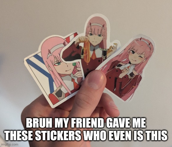 BRUH MY FRIEND GAVE ME THESE STICKERS WHO EVEN IS THIS | made w/ Imgflip meme maker