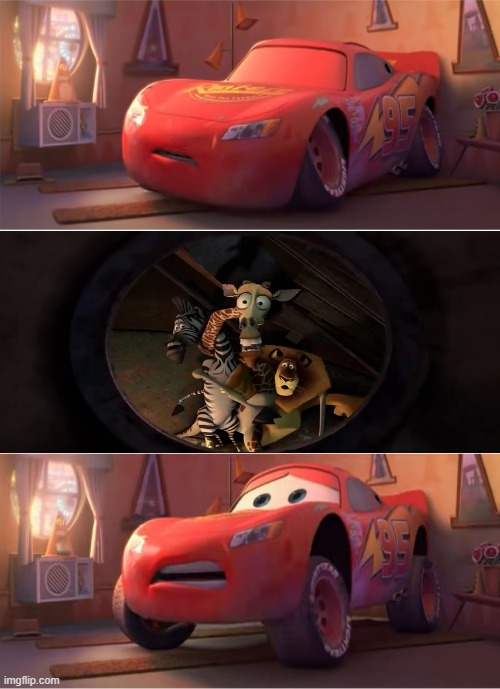 lightning mcqueen having a nightmare | image tagged in lightning mcqueen having a nightmare | made w/ Imgflip meme maker