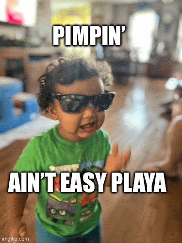 Pimpin ain’t easy | PIMPIN’; AIN’T EASY PLAYA | image tagged in gifs,funny memes,cute,success kid original | made w/ Imgflip images-to-gif maker