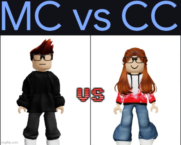 Moscovio May vs CC Dyne battle | VS | image tagged in side-by-side panels,cc,mc,moscovio may and cc dyne | made w/ Imgflip meme maker