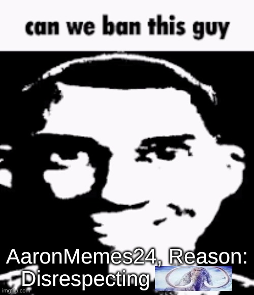 satire | AaronMemes24, Reason: Disrespecting | image tagged in can we ban this guy | made w/ Imgflip meme maker