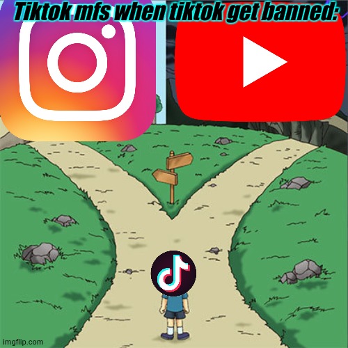 I'm leaving both of the apps if those go into them | Tiktok mfs when tiktok get banned: | made w/ Imgflip meme maker