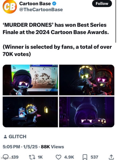 YEEEEEEAAAAAAAHHH | image tagged in murder drones,cartoons,awards,glitch productions,2024,yippee | made w/ Imgflip meme maker