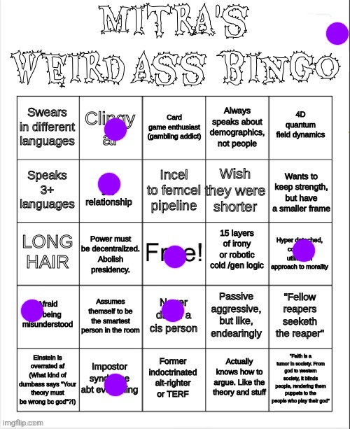 No bingo on my gfa bingo T-T | image tagged in mitra's bingo | made w/ Imgflip meme maker