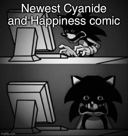 Sonic looks at computer and regrets | Newest Cyanide and Happiness comic | image tagged in sonic looks at computer and regrets | made w/ Imgflip meme maker
