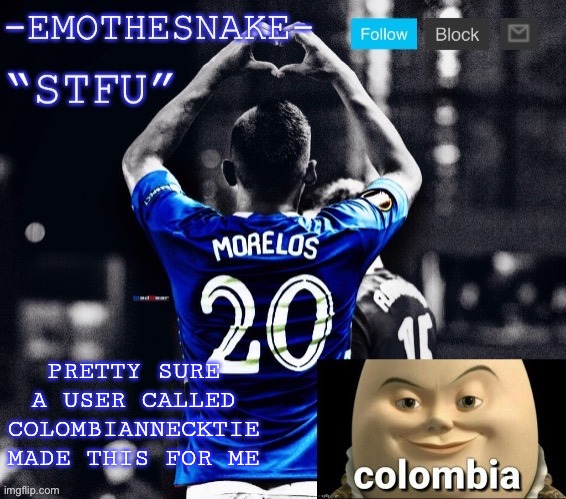 ESnake temp | PRETTY SURE A USER CALLED COLOMBIANNECKTIE MADE THIS FOR ME | image tagged in esnake temp | made w/ Imgflip meme maker