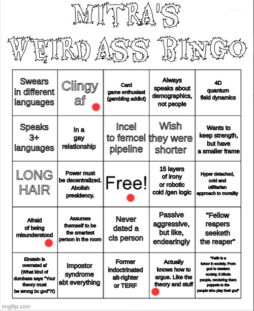 ah | image tagged in mitra's bingo | made w/ Imgflip meme maker